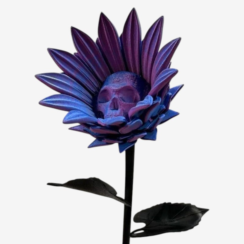 SkullBloom - Skull Sunflower 3D Printed Sculpture