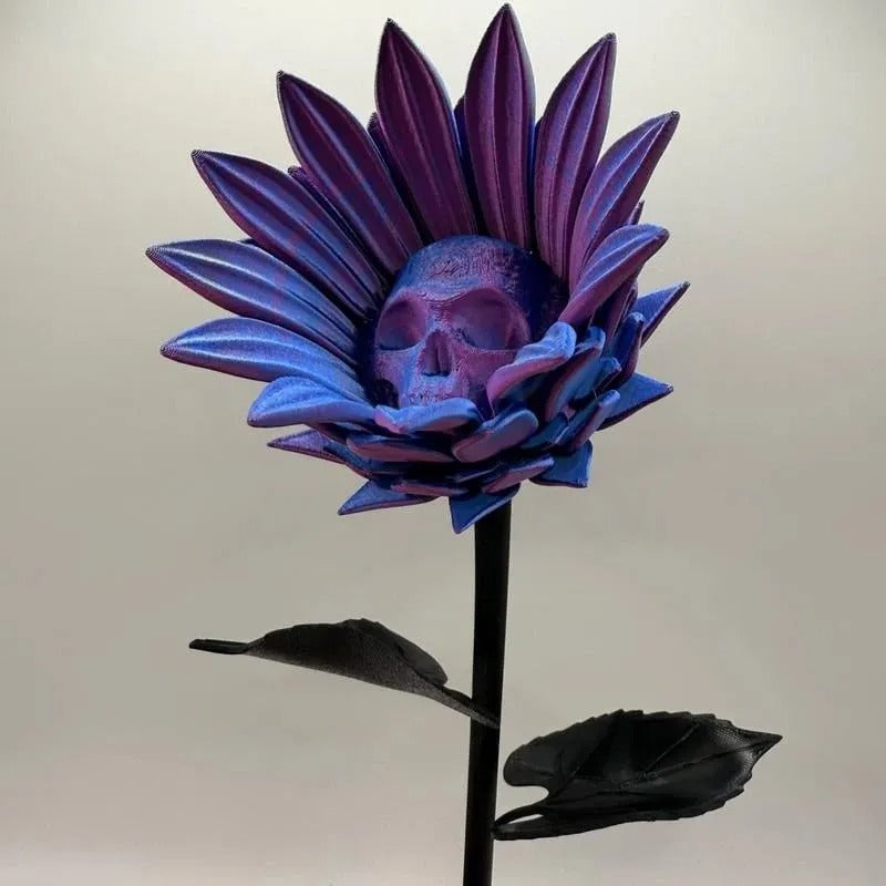 SkullBloom - Skull Sunflower 3D Printed Sculpture