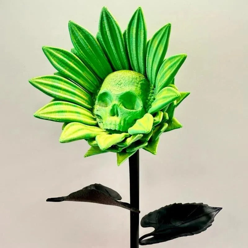 SkullBloom - Skull Sunflower 3D Printed Sculpture