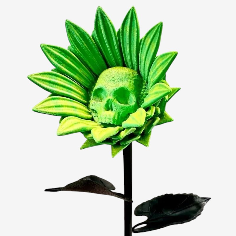 SkullBloom - Skull Sunflower 3D Printed Sculpture