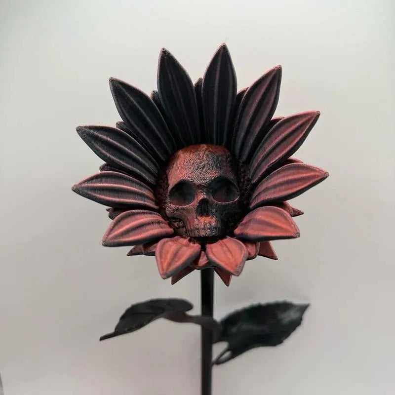 SkullBloom - Skull Sunflower 3D Printed Sculpture