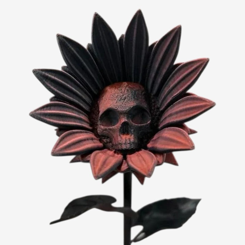 SkullBloom - Skull Sunflower 3D Printed Sculpture