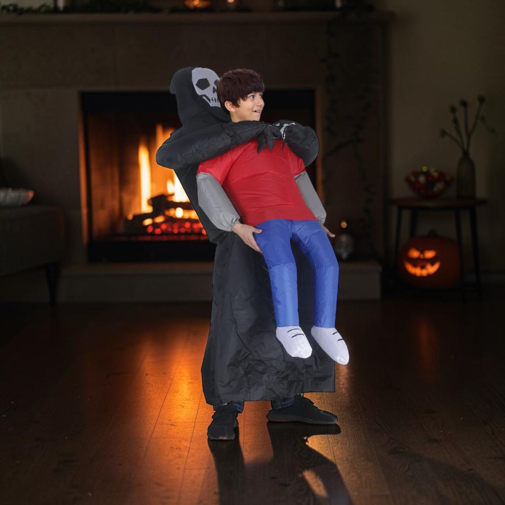 Inflatable Ghost Costume with Black Cloak and Mask