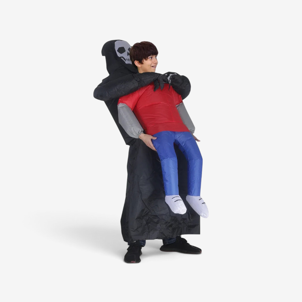 Inflatable Ghost Costume with Black Cloak and Mask