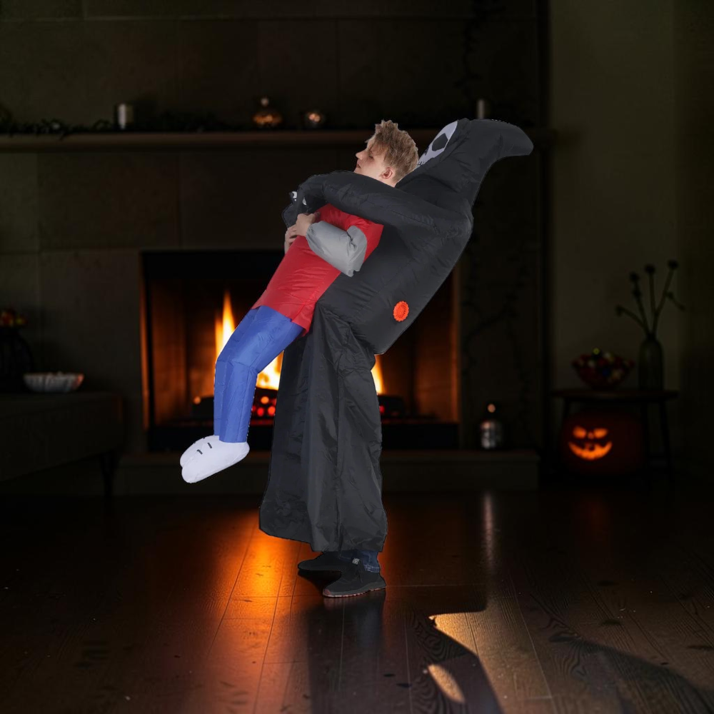 Inflatable Ghost Costume with Black Cloak and Mask