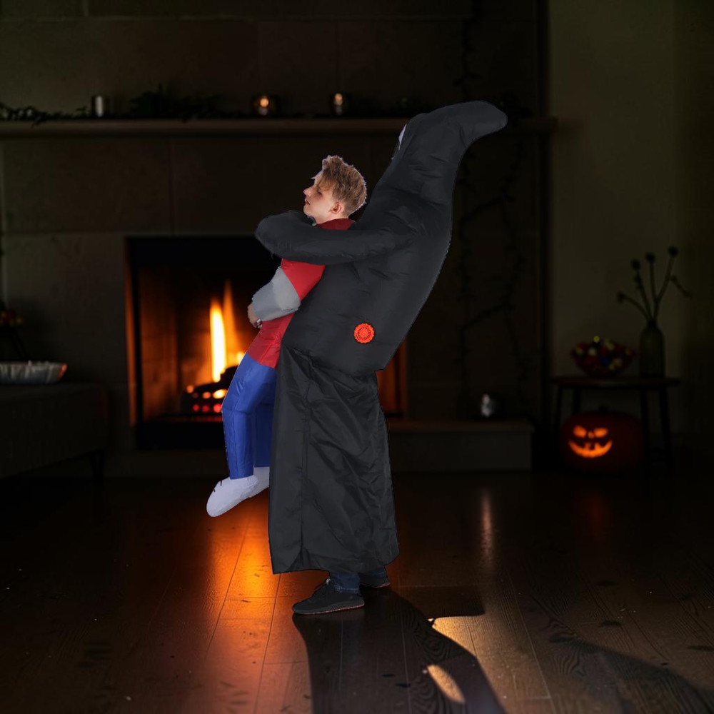 Inflatable Ghost Costume with Black Cloak and Mask