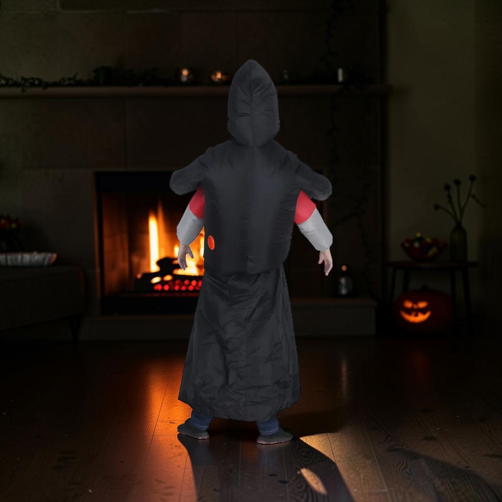 Inflatable Ghost Costume with Black Cloak and Mask