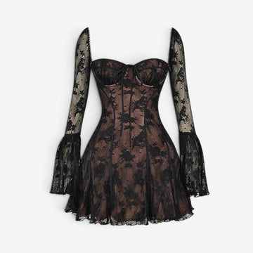 Women's Floral Mini Dress with Square Neckline