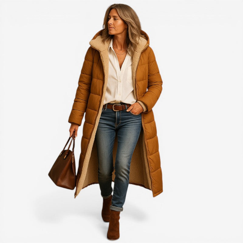 Modern Cut Notched Collar Long Coat