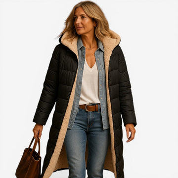 Modern Cut Notched Collar Long Coat
