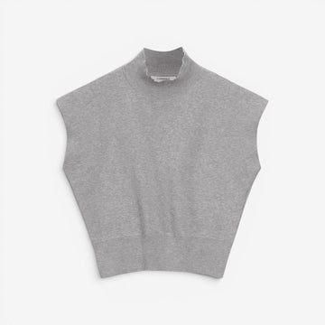 Women's Ribbed High Neck Blouse with Short Sleeves