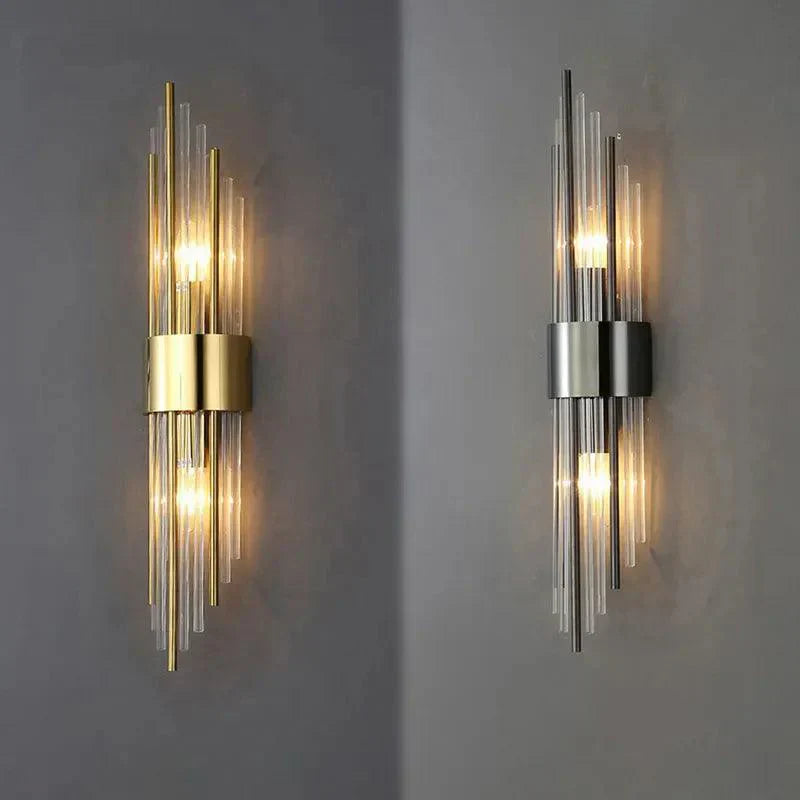 CrystalDazzle - Lux Wall Lamp Exquisite Crystal Detailing with Elegant Gold Finish | Warm Ambient Glow for Bedrooms, Hallways, or Living Rooms | Sophisticated Accent Lighting for Modern and Classic Interiors
