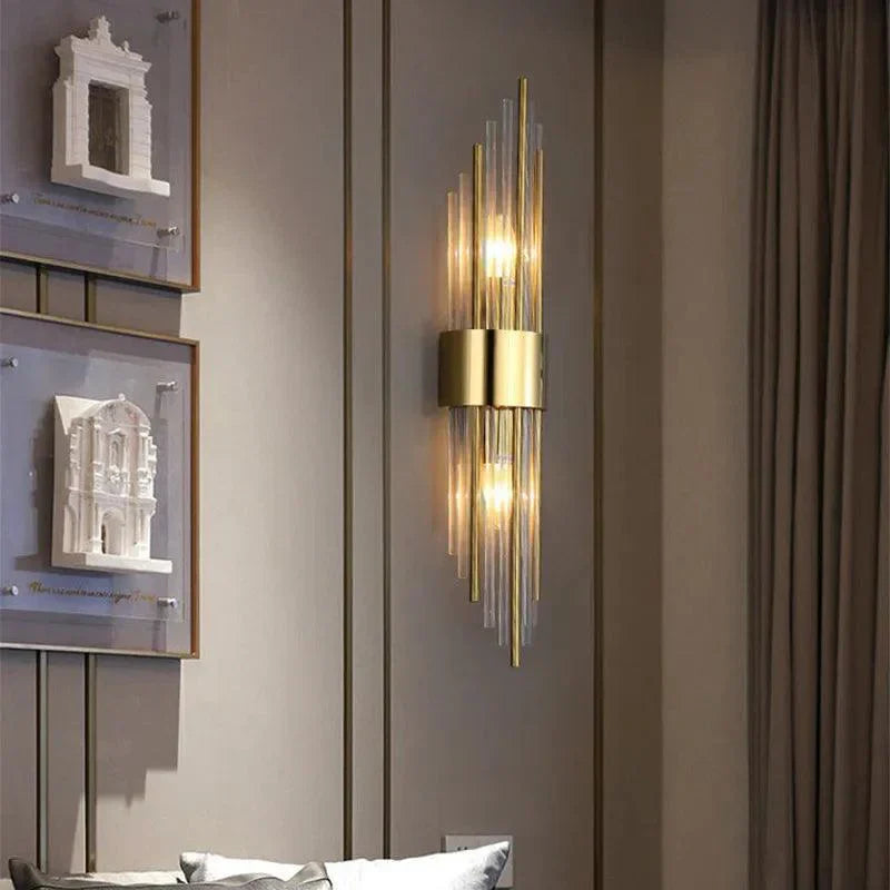 CrystalDazzle - Lux Wall Lamp Exquisite Crystal Detailing with Elegant Gold Finish | Warm Ambient Glow for Bedrooms, Hallways, or Living Rooms | Sophisticated Accent Lighting for Modern and Classic Interiors