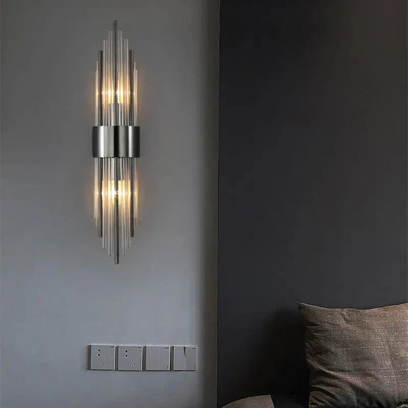 CrystalDazzle - Lux Wall Lamp Exquisite Crystal Detailing with Elegant Gold Finish | Warm Ambient Glow for Bedrooms, Hallways, or Living Rooms | Sophisticated Accent Lighting for Modern and Classic Interiors