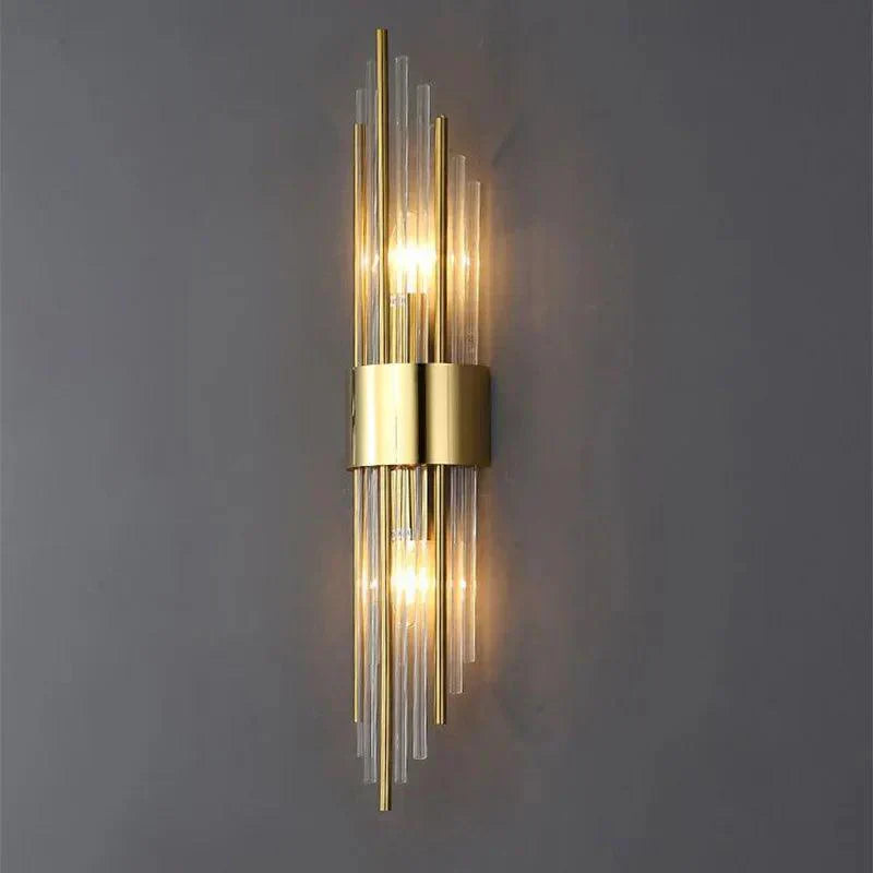 CrystalDazzle - Lux Wall Lamp Exquisite Crystal Detailing with Elegant Gold Finish | Warm Ambient Glow for Bedrooms, Hallways, or Living Rooms | Sophisticated Accent Lighting for Modern and Classic Interiors