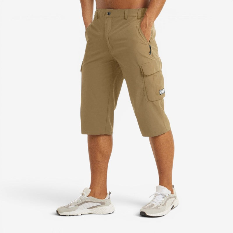 Men's High Waisted Knee Length Shorts with Multiple Pockets