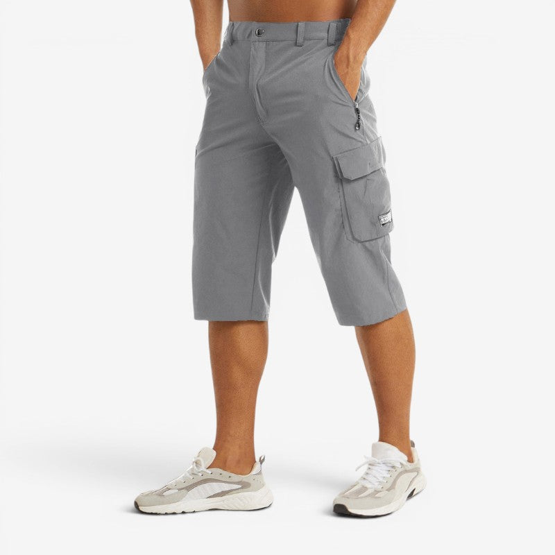Men's High Waisted Knee Length Shorts with Multiple Pockets
