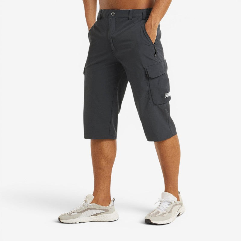 Men's High Waisted Knee Length Shorts with Multiple Pockets
