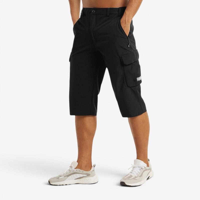Men's High Waisted Knee Length Shorts with Multiple Pockets