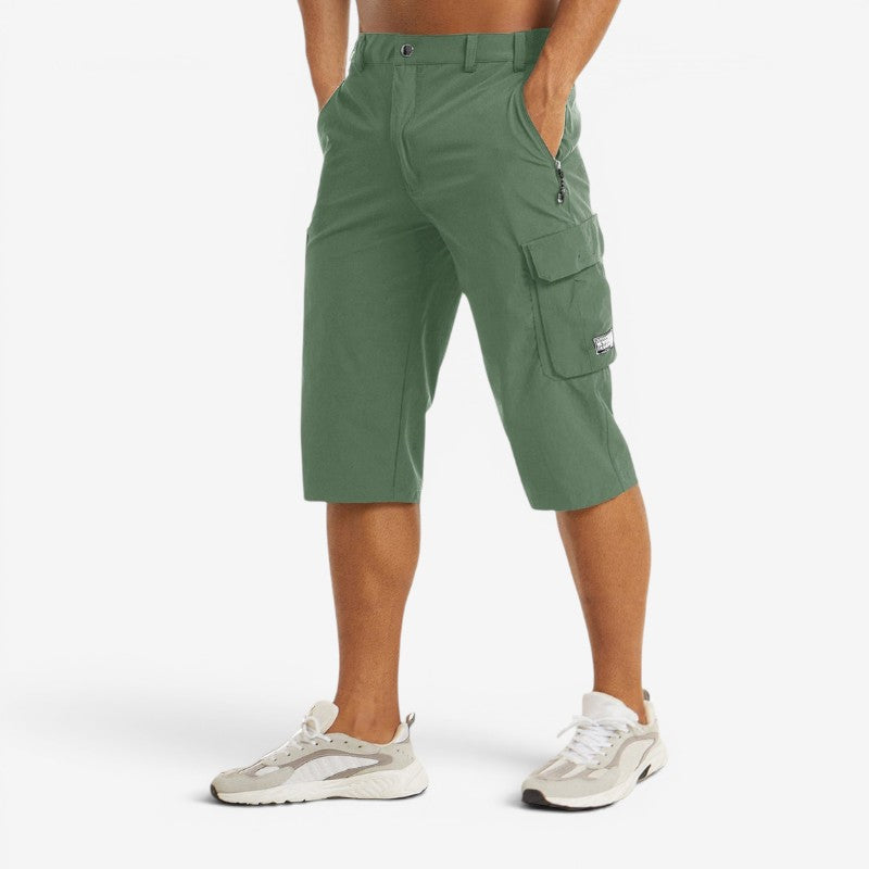 Men's High Waisted Knee Length Shorts with Multiple Pockets