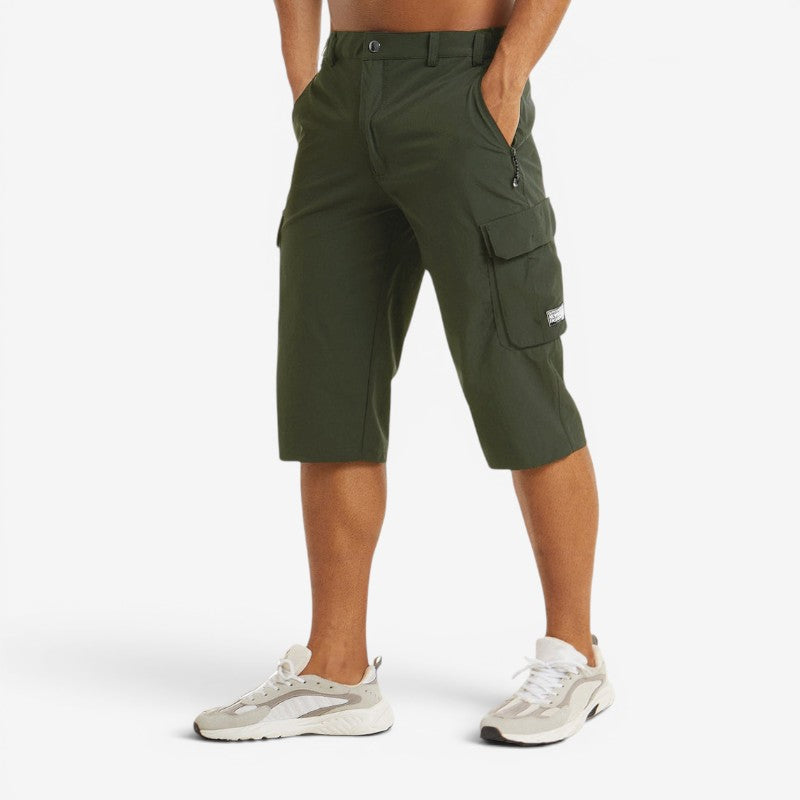 Men's High Waisted Knee Length Shorts with Multiple Pockets