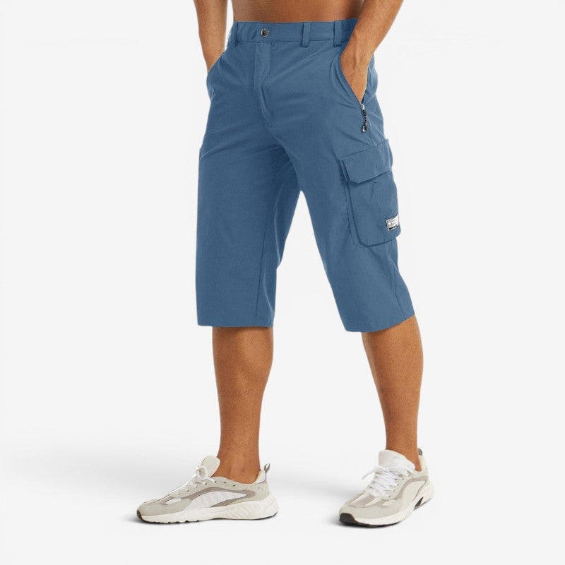 Men's High Waisted Knee Length Shorts with Multiple Pockets