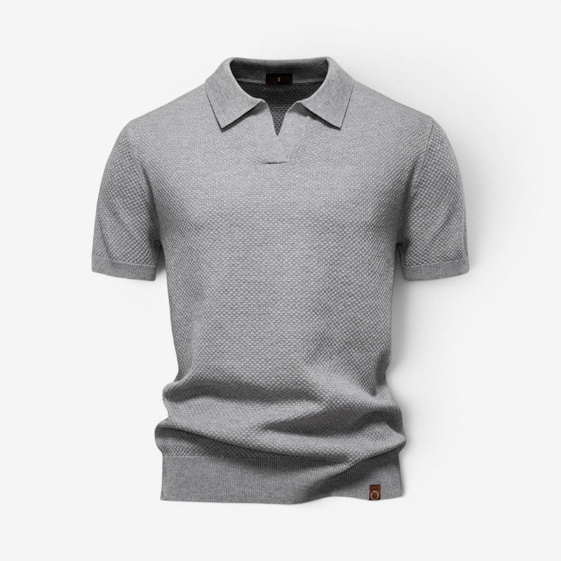 Men's Slim Fit Short Sleeve Polo Shirt with Collar