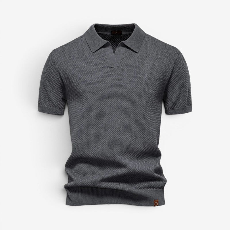 Men's Slim Fit Short Sleeve Polo Shirt with Collar