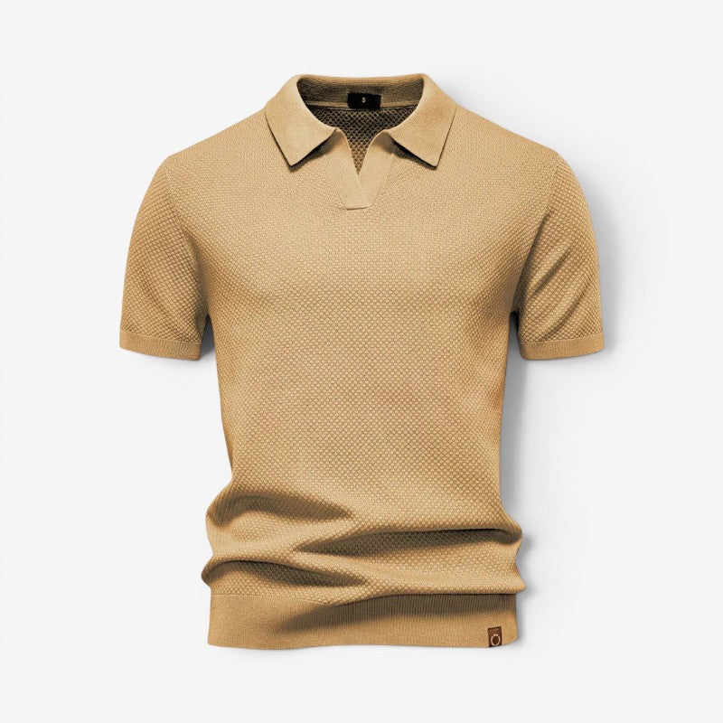 Men's Slim Fit Short Sleeve Polo Shirt with Collar