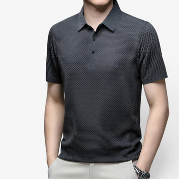 Men's Short Sleeve Button Polo Shirt with Collar