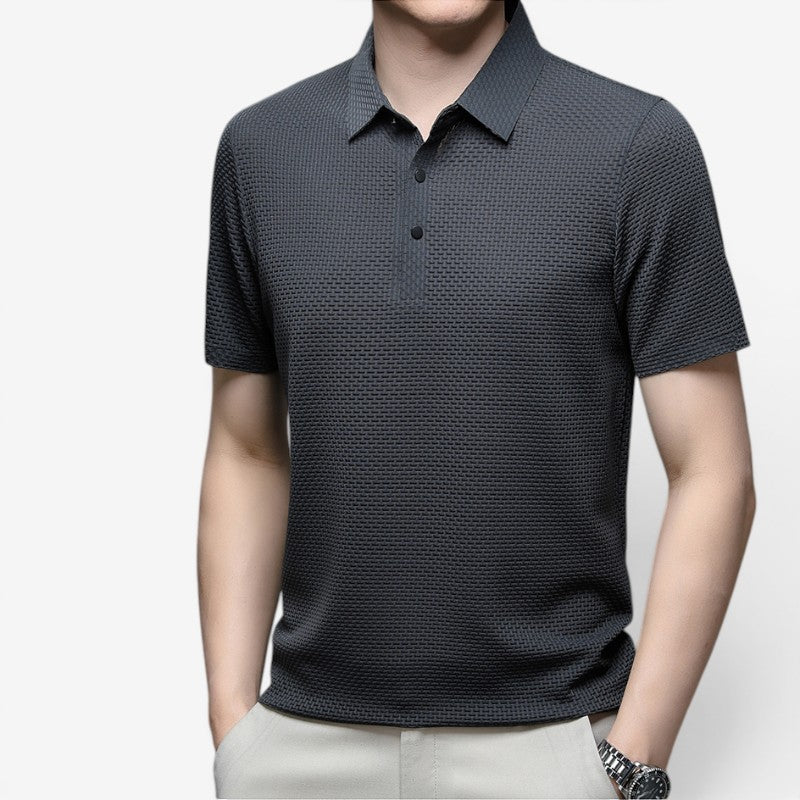 Men's Short Sleeve Button Polo Shirt with Collar
