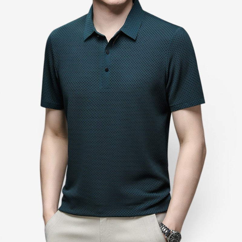 Men's Short Sleeve Button Polo Shirt with Collar