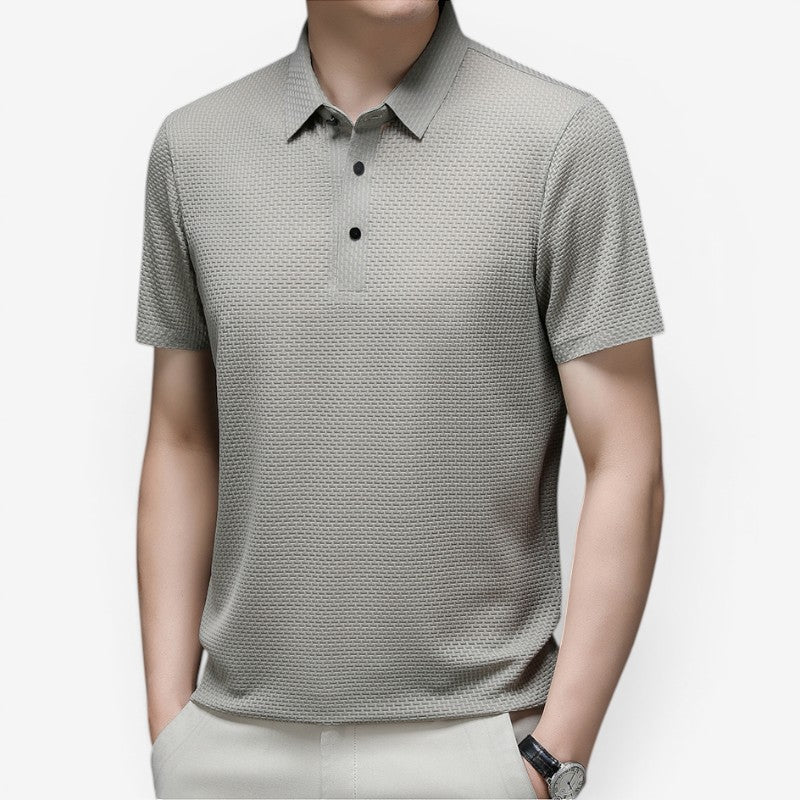 Men's Short Sleeve Button Polo Shirt with Collar