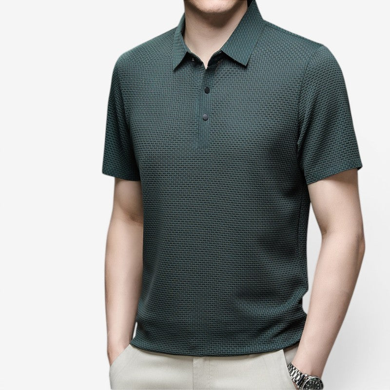 Men's Short Sleeve Button Polo Shirt with Collar