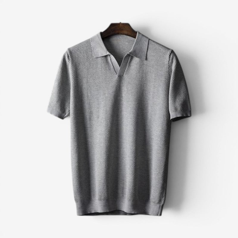 Men's Short Sleeve Polo Shirt with Turn Down Collar