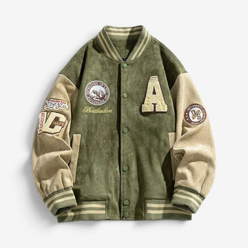 Men's Long Sleeve Button Front Bomber Jacket with Pockets