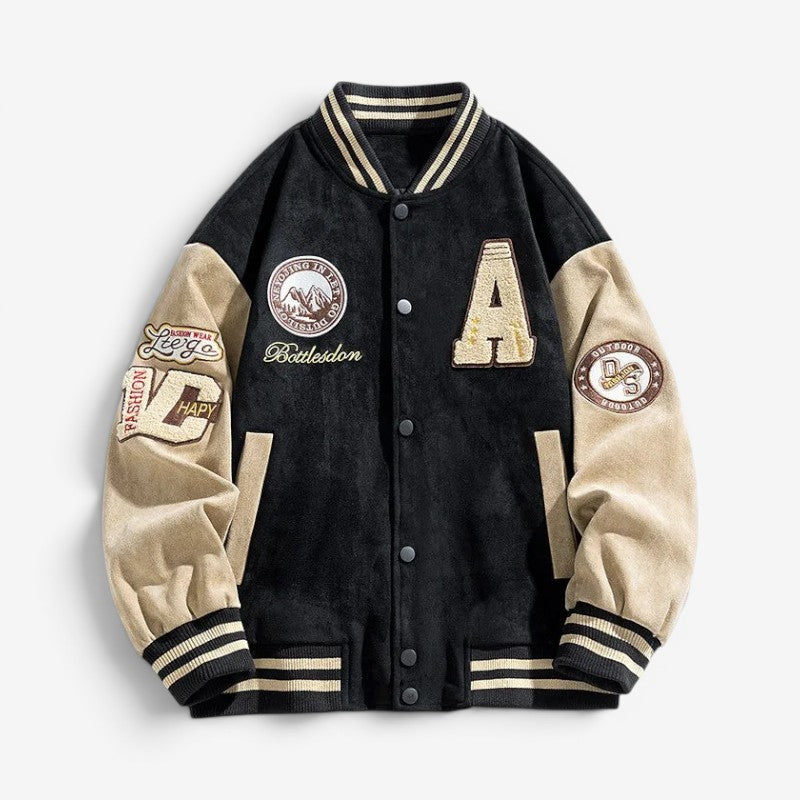 Men's Long Sleeve Button Front Bomber Jacket with Pockets