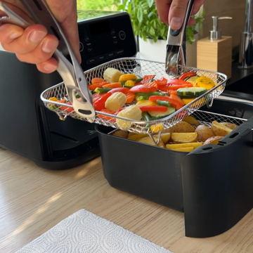 AirCrisp - Stackable Air Fryer Baskets Space-Saving Design for Cooking Multiple Items at Once | Durable Stainless Steel with Non-Stick Surface | Easy-to-Clean Dishwasher-Safe Accessory for Air Frying, Dehydrating, or Baking