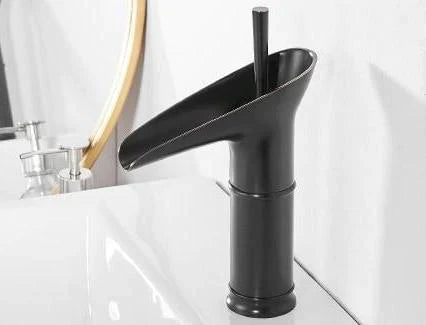 AquaFalls - Vintage Waterfall Bathroom Faucet Antique Brass Finish with Gentle Cascading Flow | Single-Handle Design for Effortless Water Control | Elegant Accent to Enhance Bathroom Aesthetics