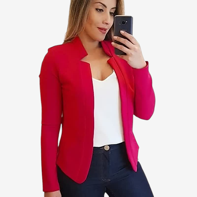 Elegant Collarless Long Sleeve Blazer for Women