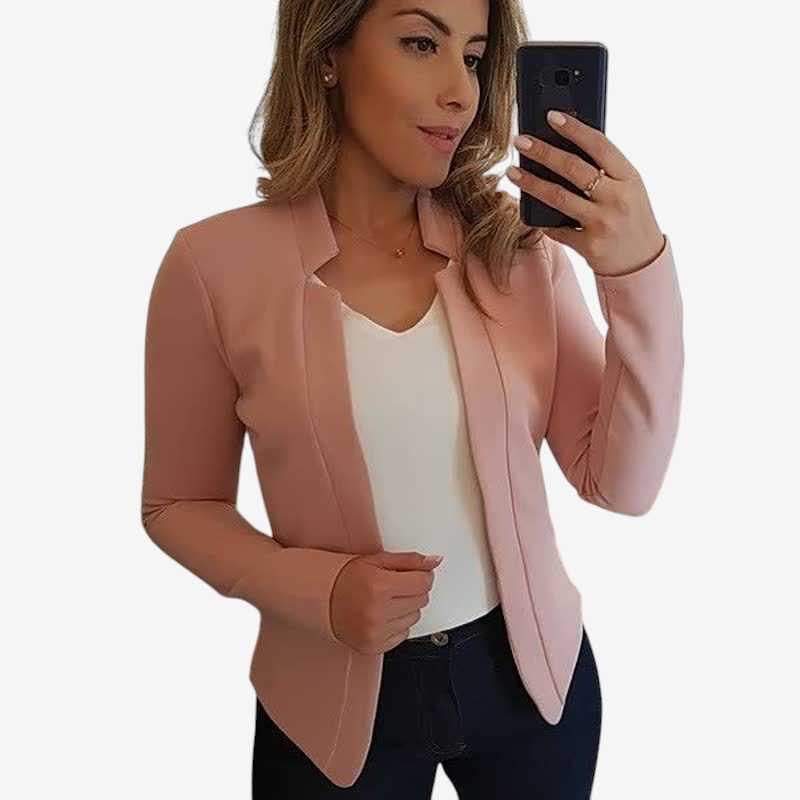 Elegant Collarless Long Sleeve Blazer for Women