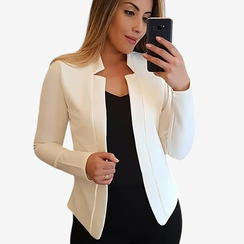 Elegant Collarless Long Sleeve Blazer for Women