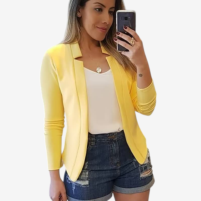 Elegant Collarless Long Sleeve Blazer for Women