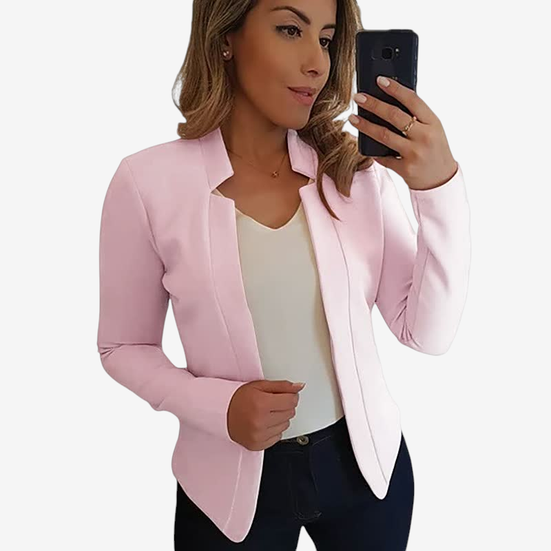 Elegant Collarless Long Sleeve Blazer for Women