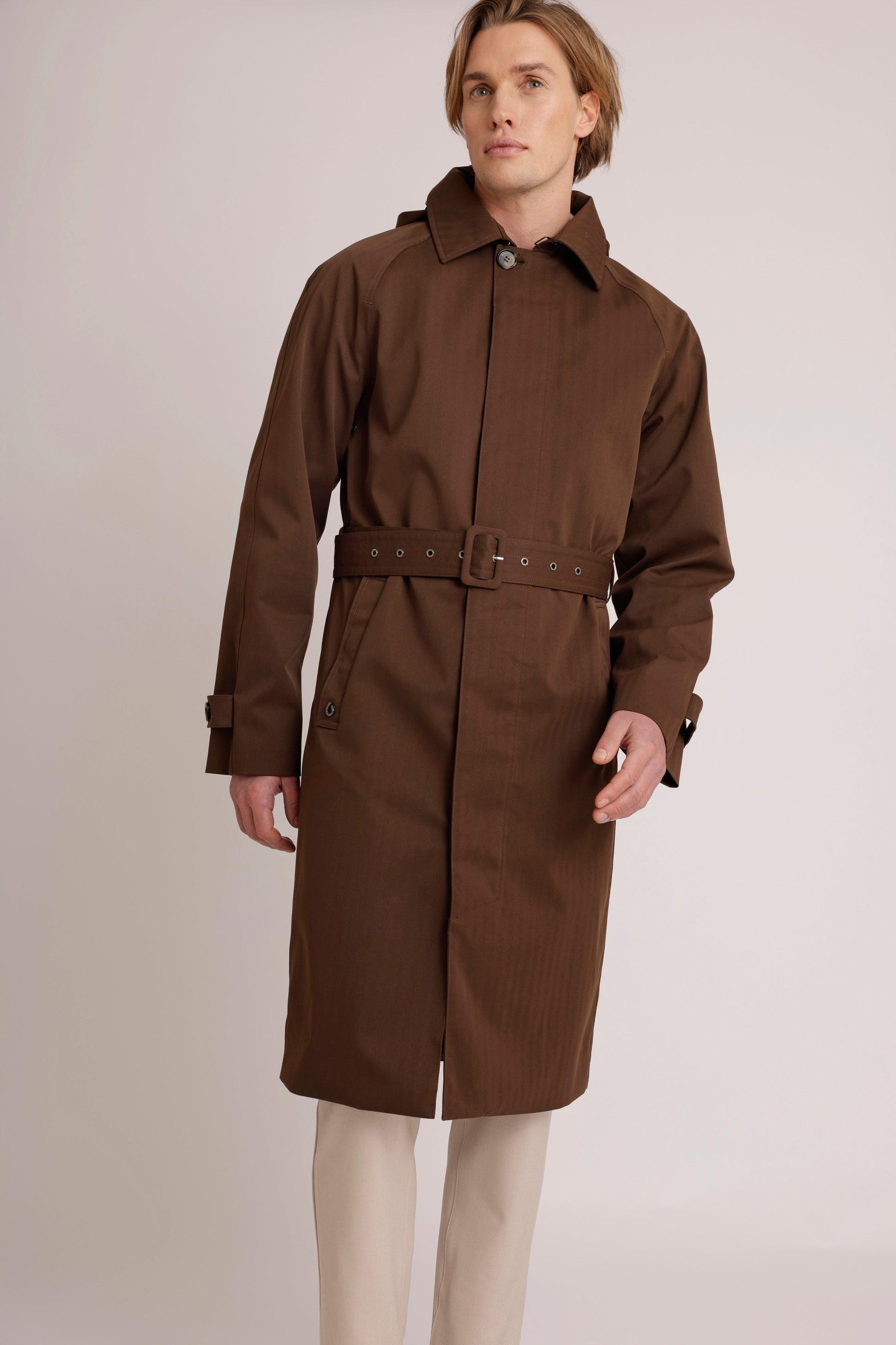 Men's Waterproof Long Trench Coat | Brown