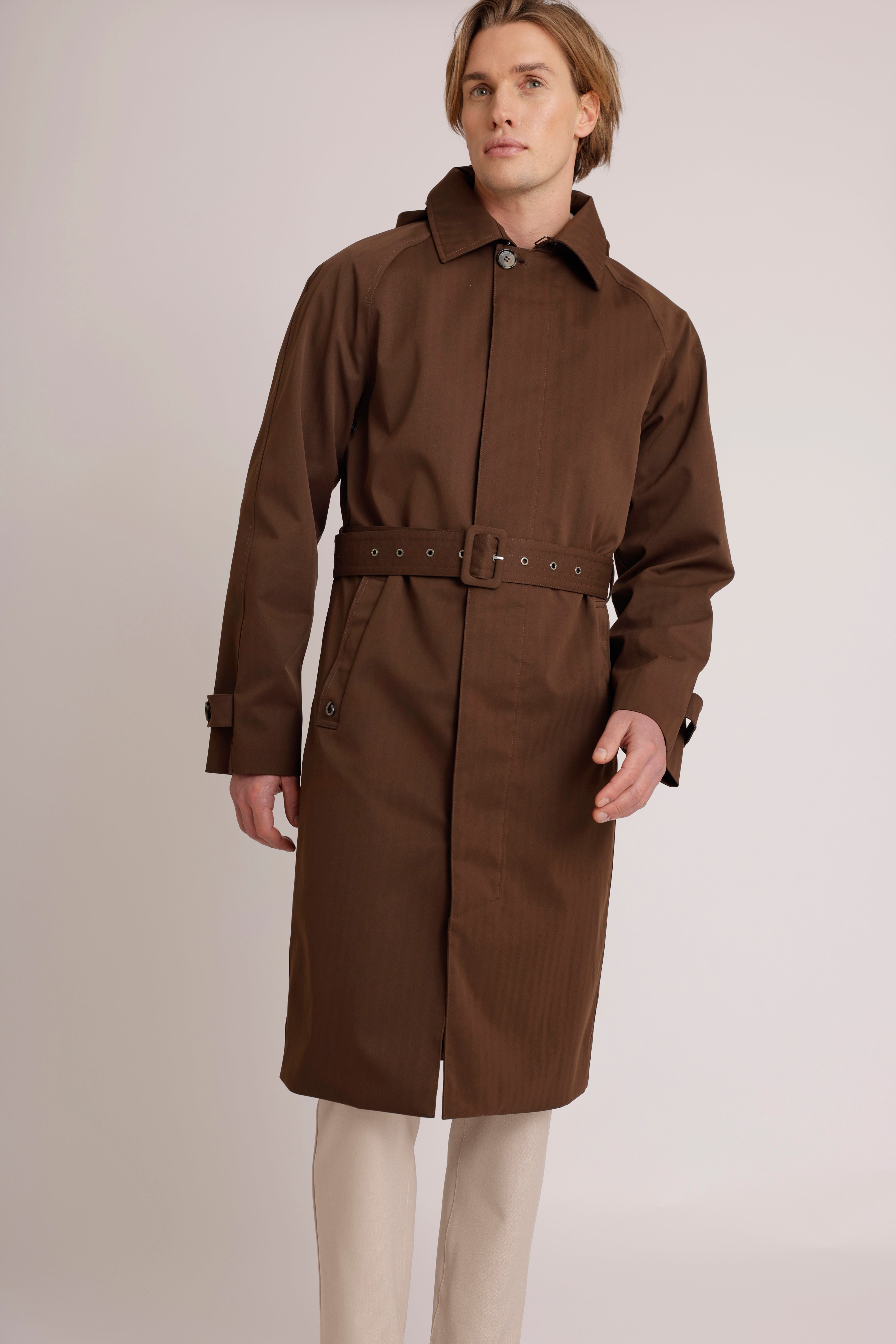 Men's Waterproof Long Trench Coat | Brown