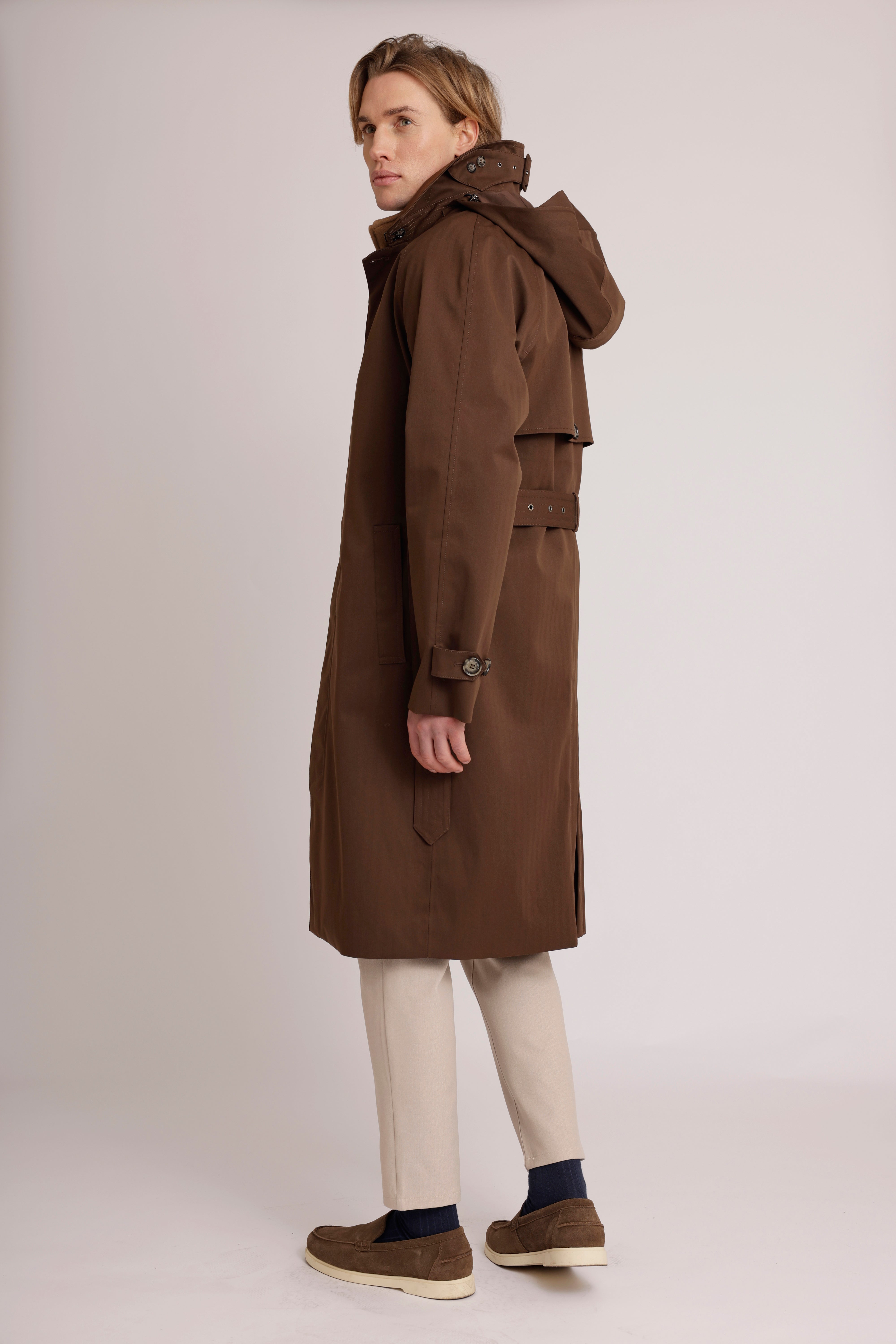 Men's Waterproof Long Trench Coat | Brown
