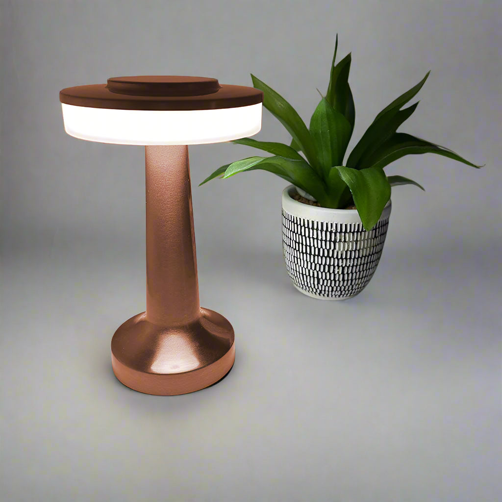 LumaGlow - Minimalist LED Table Lamp Circular White LED Top with Sleek Tapered Base | Bright Energy-Efficient Illumination for Desk, Bedside, or Accent Table | Clean Modern Design for Contemporary Interiors