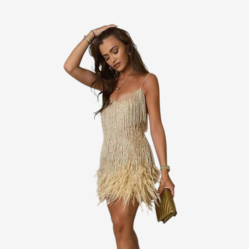 Women’s Sleeveless Mini Dress with Deep V-Neck
