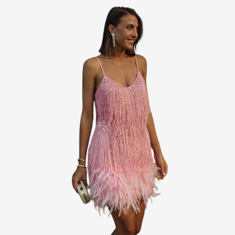 Women’s Sleeveless Mini Dress with Deep V-Neck